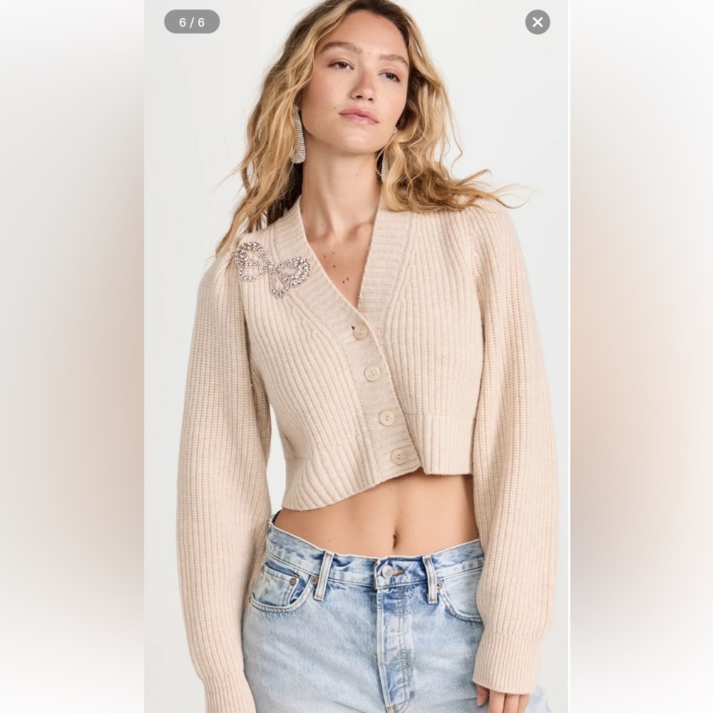 New with‎ tags loveshackfancy sweater with crystal embellishment